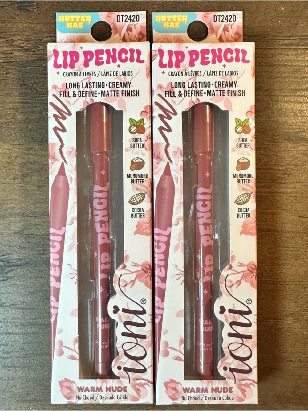 Ioni Butter Bae Lip Pencil Warm Nude 2 Pc Fill & Define, Long Lasting BNIB